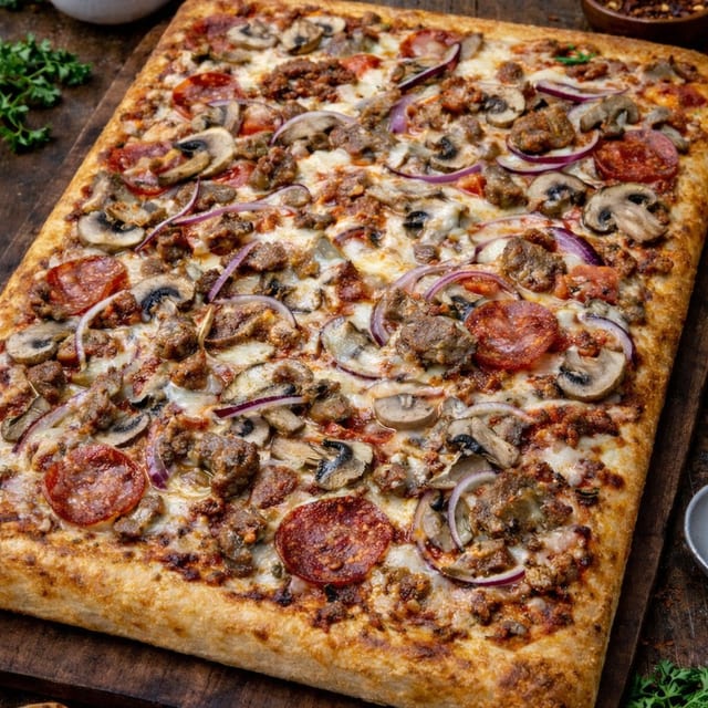 Sicilian Deluxe Pizza.