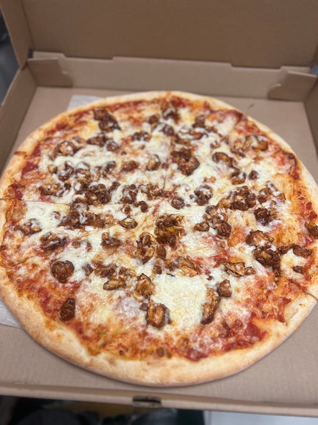 BBQ chicken pizza.