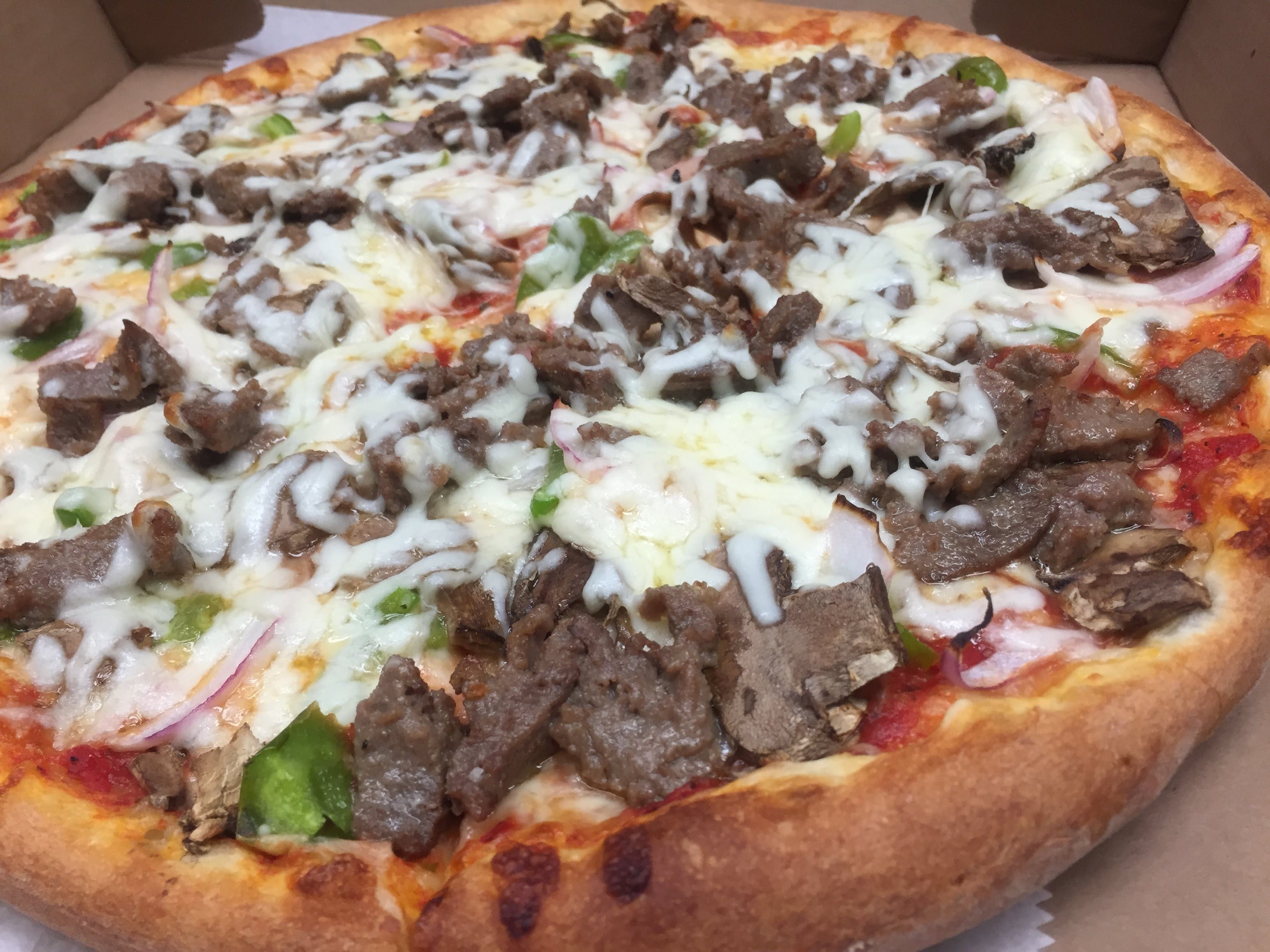 Steak & cheese pizza.