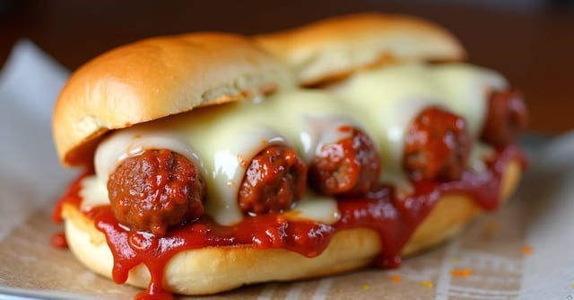 Meatball parmigiana sub.