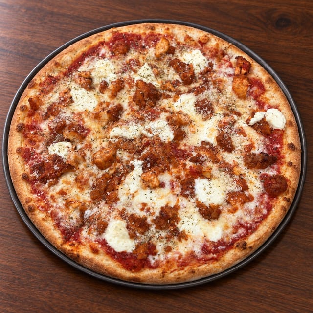 Chicken parmigiana pizza.
