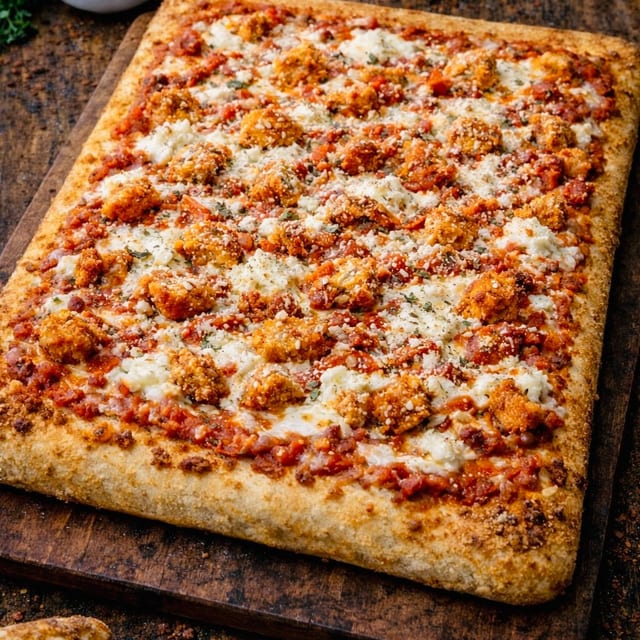 Sicilian Chicken Parmigiana Pizza.