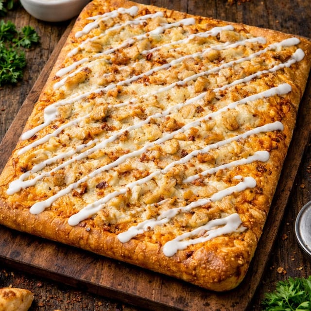 Sicilian Chicken Ranch Pizza.