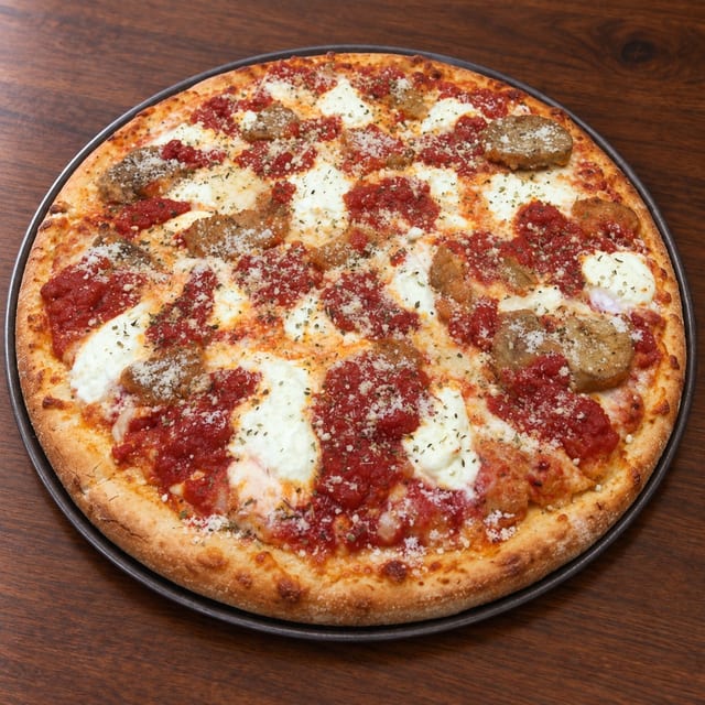 Eggplant parmigiana pizza.