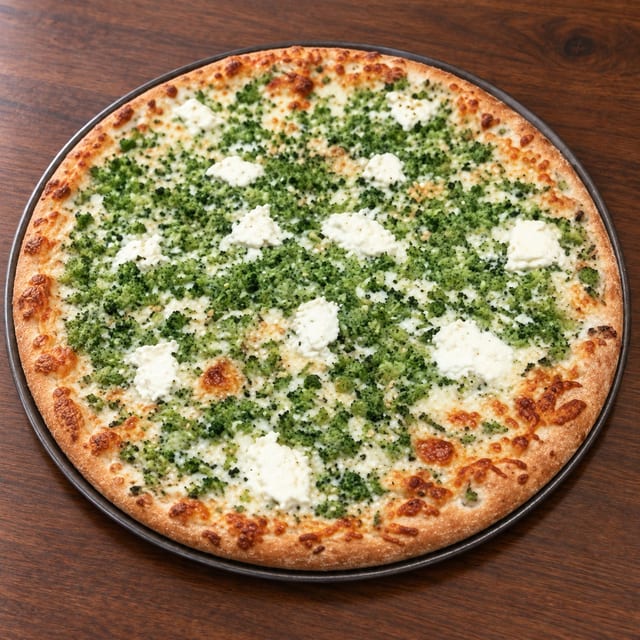 White broccoli ricotta pizza.