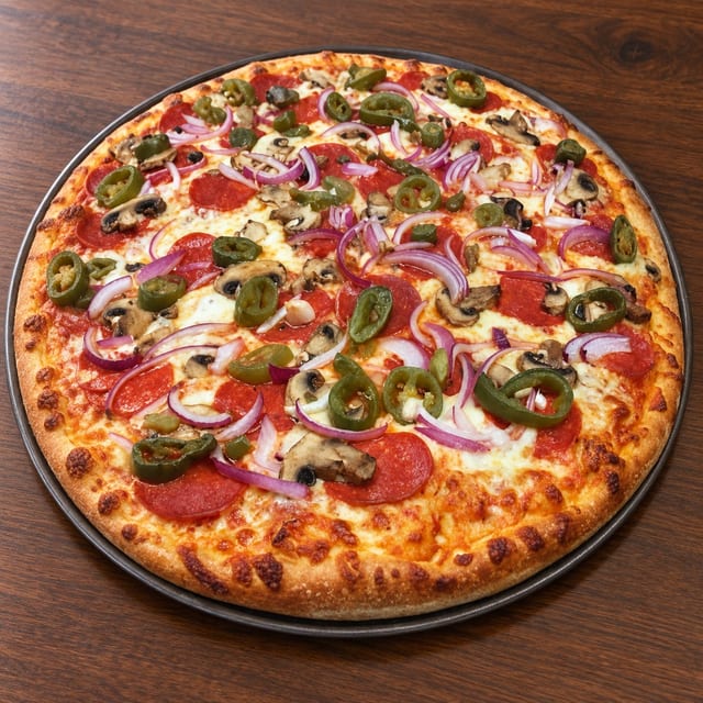 Gusto's special pizza.